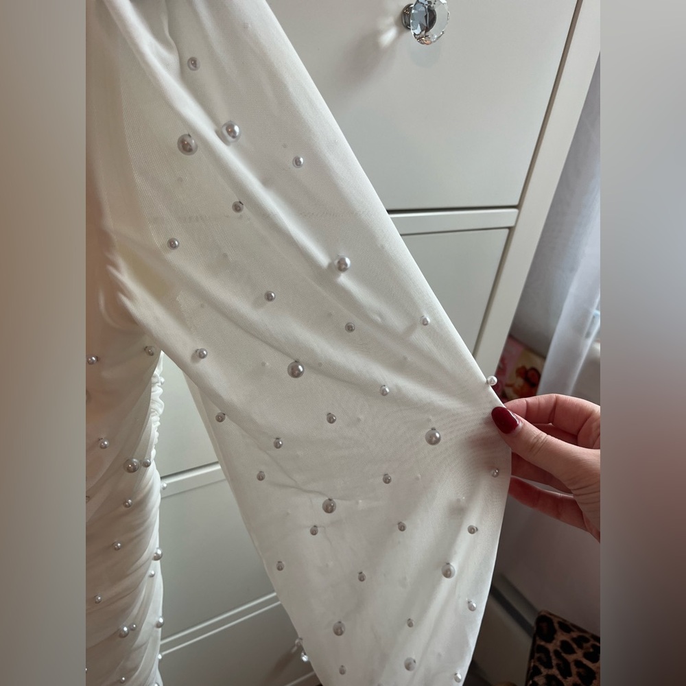 Lulus White Long Sleeve Pearl Dress - Picture 5 of 6